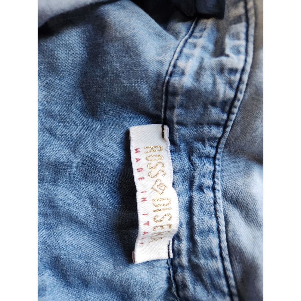 Denim Rhinestone Shirt Size Small Blue‎ Embellished Distressed Country Cowgirl - Picture 12 of 16